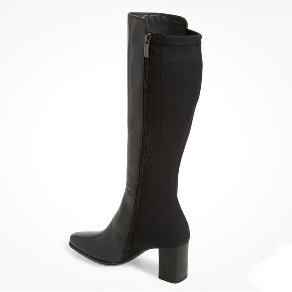 Paul Green Belmont Women’s Black LEATHER Stacked Heel Knee High Boots Size 5.5-6 - Picture 2 of 10